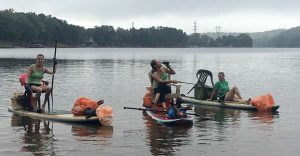 Cleaning up Lake Wylie sld28 Belmont Paddle boarding with Anchored Soul